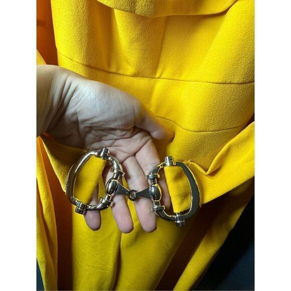 J for Justify Jumpsuit Off the Shoulder Belted Mustard Yellow Size XL - Picture 3 of 4